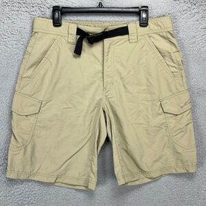 Eddie Bauer Mens Travex Cargo Hiking Shorts 34 Tan Belted Utility Pocket Outdoor